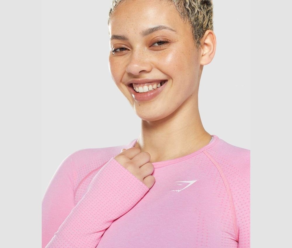 Site Oficial De Crop Top Gymshark Mujer - Vital Seamless 2.0 Crop Top  Sorbete Rosa Marga